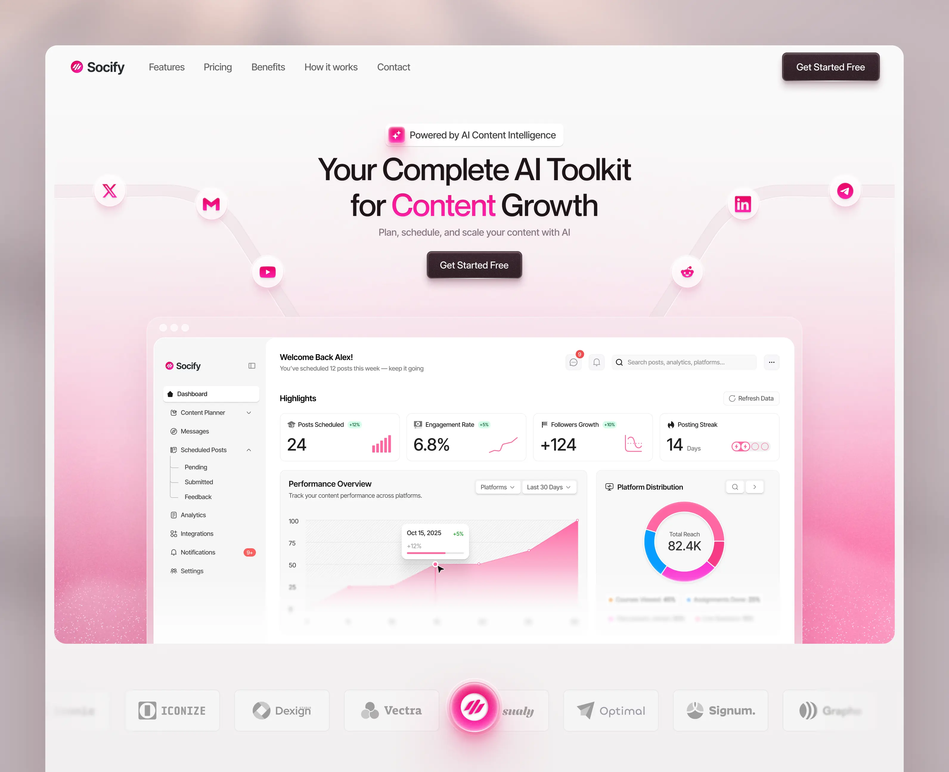 Socify β Social SaaS Hero UI